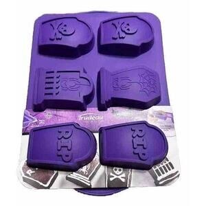 Trudeau Silicone Tombstone Halloween Jumbo Cupcake Pan Purple NEW Spider Skelly
